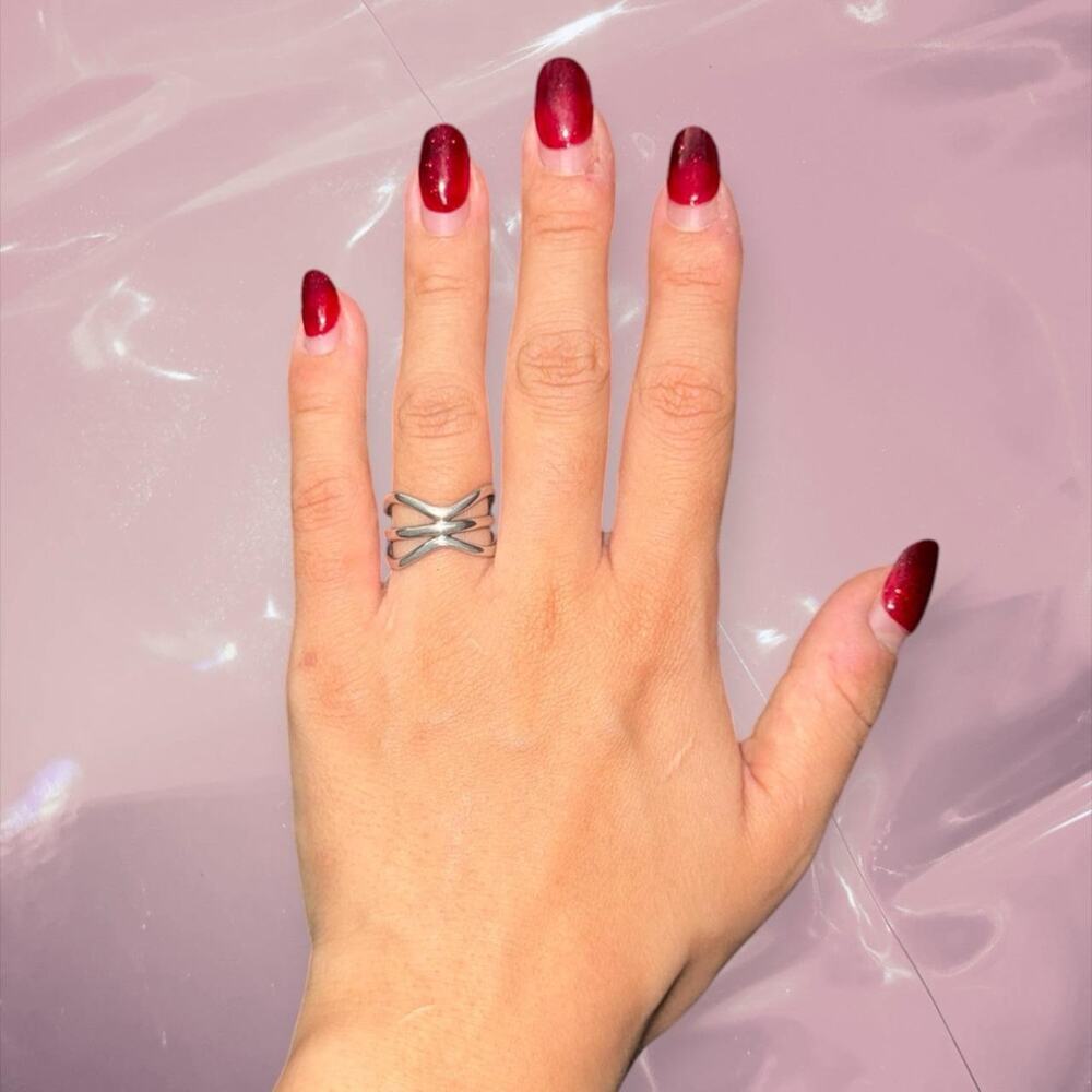 Vintage Y2K goth grunge wave band ring 925 Sterling Silver edgy
